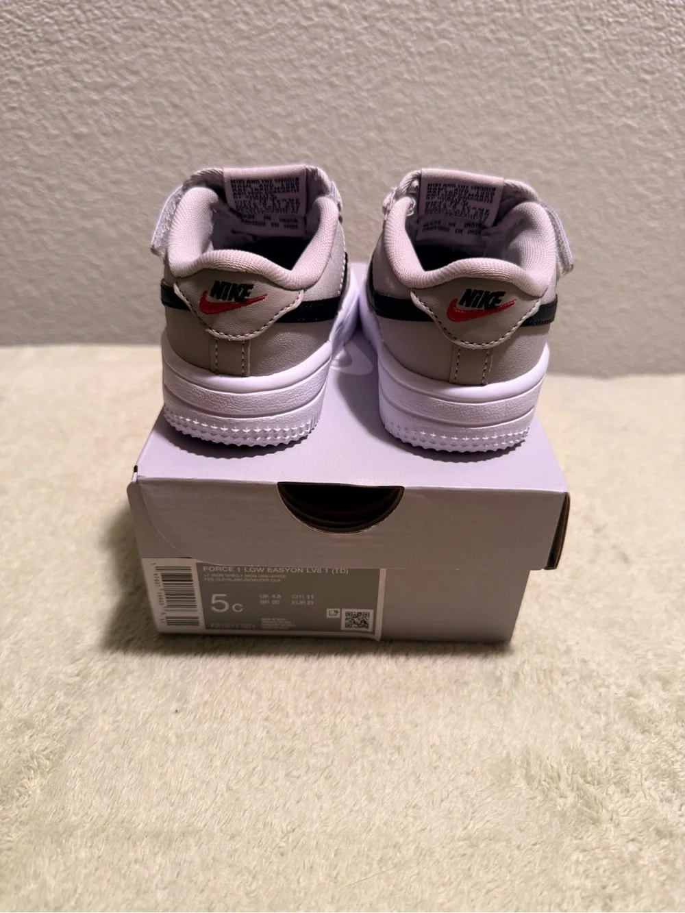 Nike Air Force 1 Low Easyon LV8 1 (TD) “Lt Iron Ore-White” Size 5C NWB #95